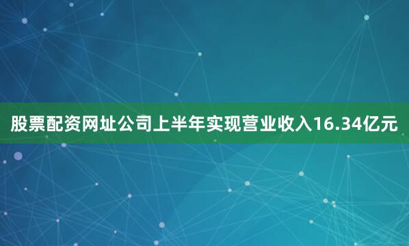 股票配资网址公司上半年实现营业收入16.34亿元